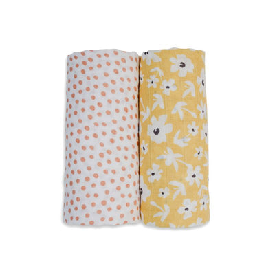 Lulujo swaddle 2-pack Yellow Wildflowers & Dots