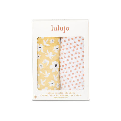 Lulujo swaddle 2-pack Yellow Wildflowers & Dots