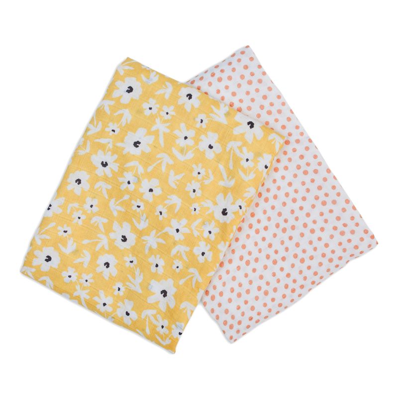 Lulujo swaddle 2-pack Yellow Wildflowers & Dots