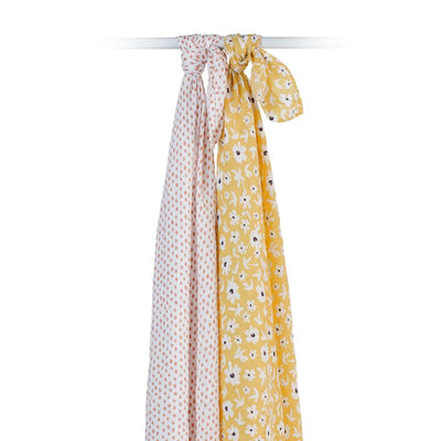 Lulujo swaddle 2-pack Yellow Wildflowers & Dots