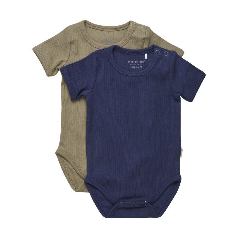 Minymo romper korte mouw 2-pack Dark Navy