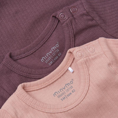 Minymo romper korte mouw 2-pack Misty Rose