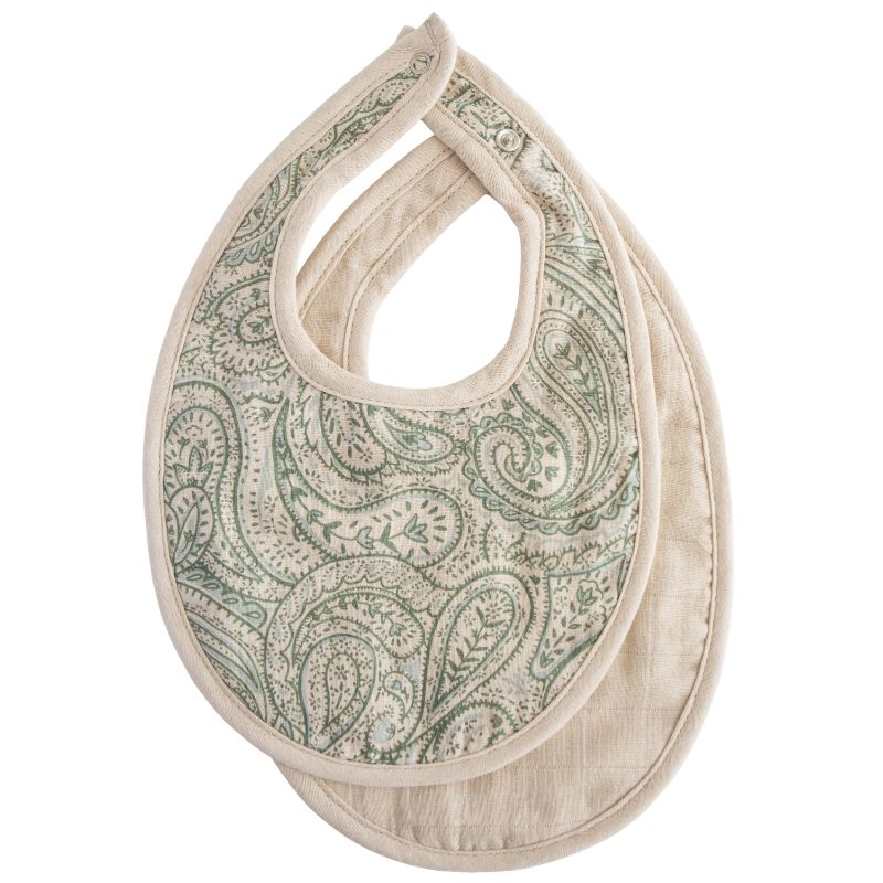 Mushie muslin slab 2-pack Green Paisley Fog