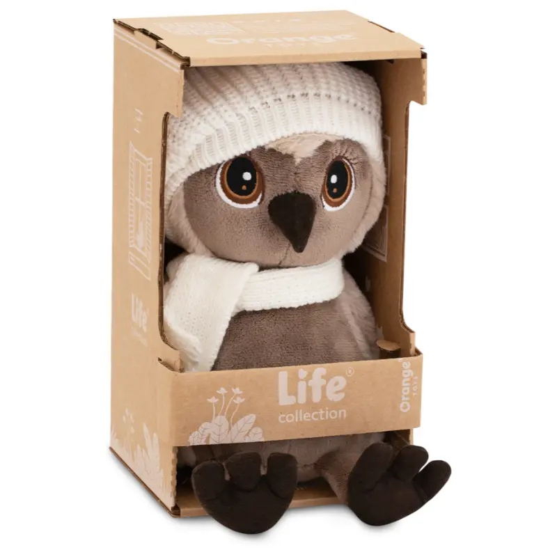 Orange Toys knuffel uil met beanie