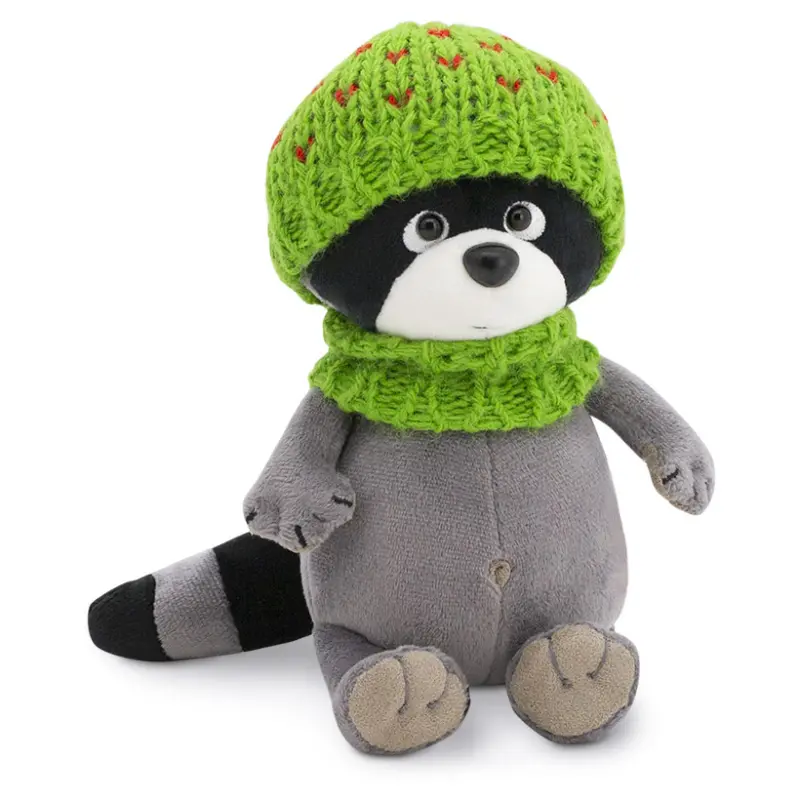 Orange Toys knuffel wasbeer met groene muts