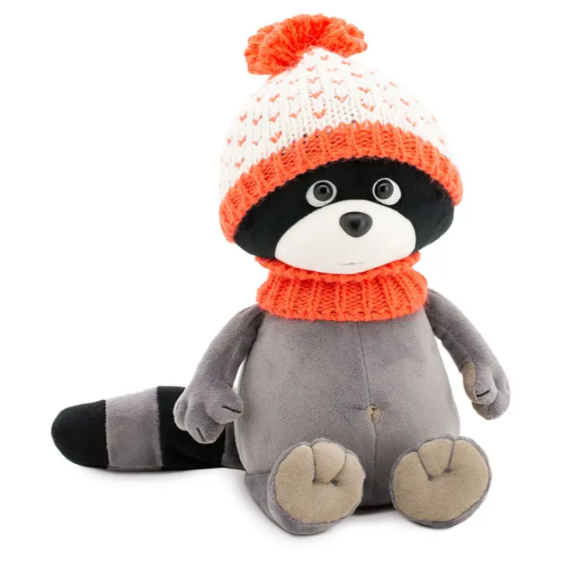 Orange Toys knuffel wasbeer met oranje muts
