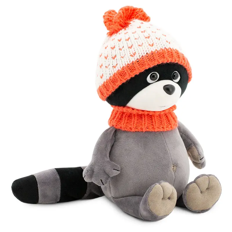 Orange Toys knuffel wasbeer met oranje muts