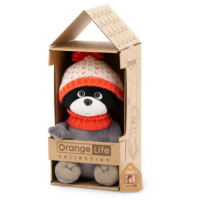 Orange Toys knuffel wasbeer met oranje muts