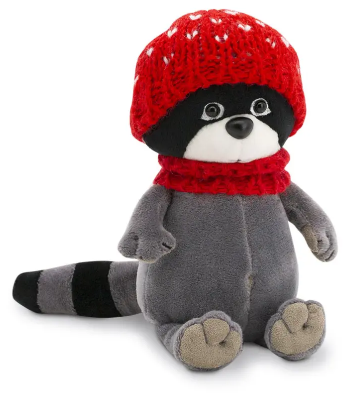 Orange Toys knuffel wasbeer met rode muts