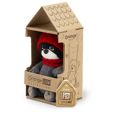 Orange Toys knuffel wasbeer met rode muts