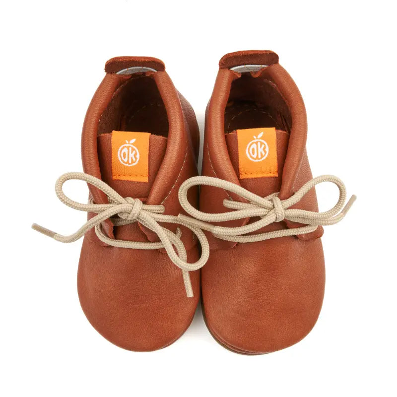 Orangenkinder babyslofjes Amigo Lace Up Uni Brown