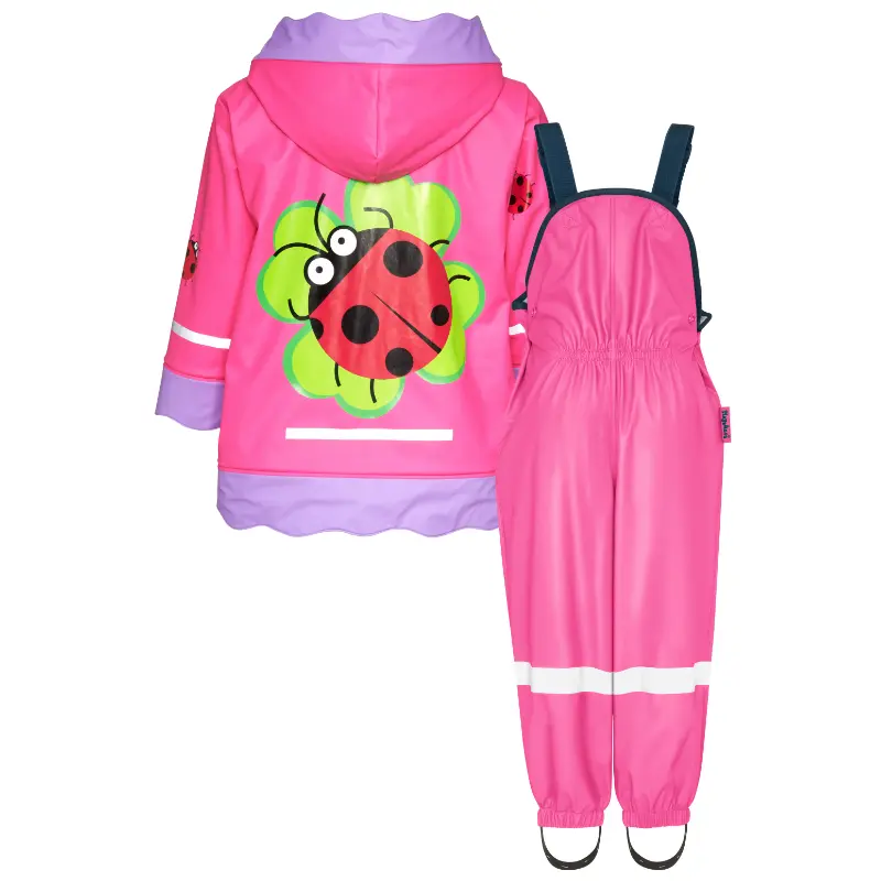 Playshoes regenpak 2-delig roze lieveheersbeestje