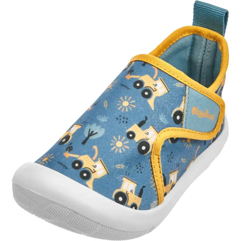 Playshoes pantoffels bouwwagens blauw