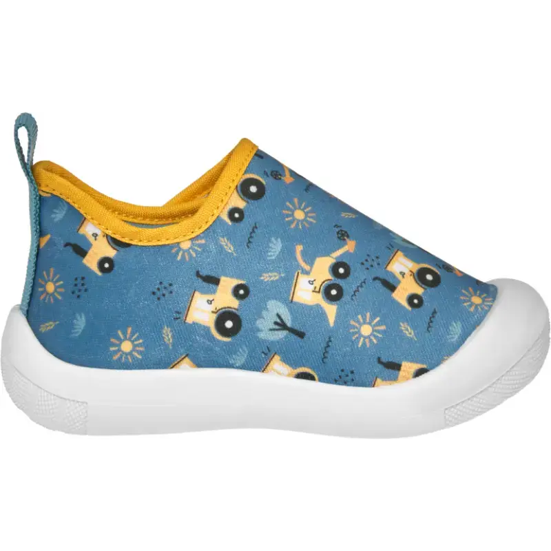 Playshoes pantoffels bouwwagens blauw