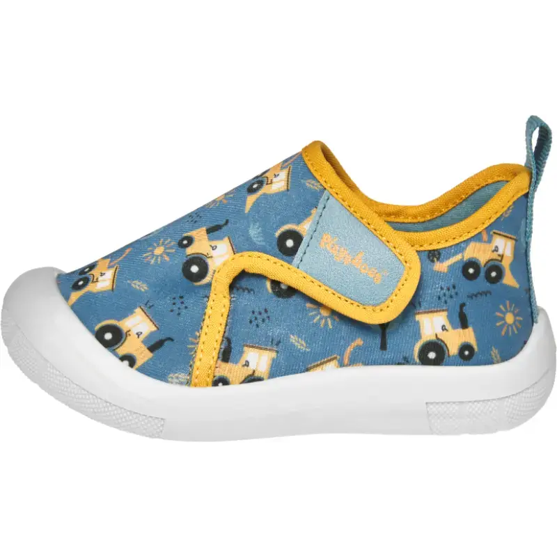 Playshoes pantoffels bouwwagens blauw