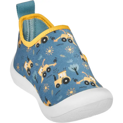 Playshoes pantoffels bouwwagens blauw