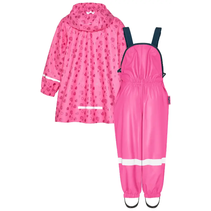 Playshoes regenpak 2-delig hartjes fuchsia