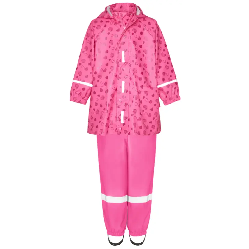 Playshoes regenpak 2-delig hartjes fuchsia