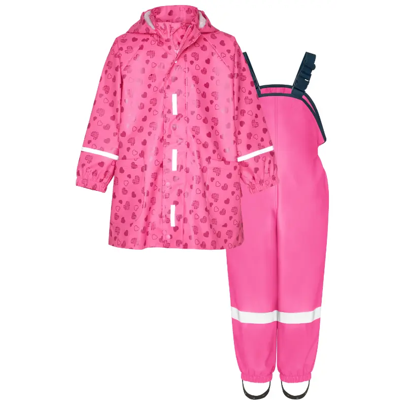 Playshoes regenpak 2-delig hartjes fuchsia
