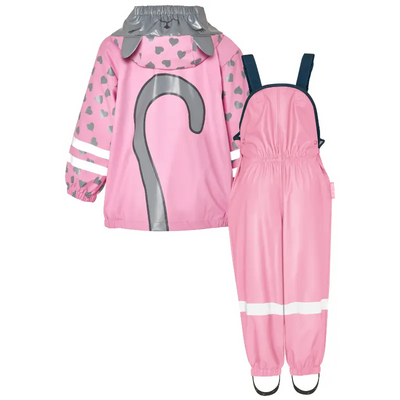 Playshoes regenpak 2-delig hartjes roze