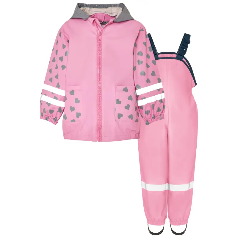 Playshoes regenpak 2-delig hartjes roze
