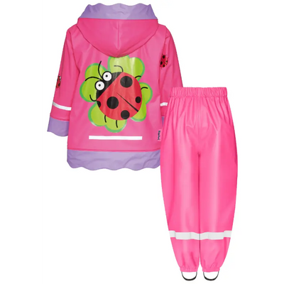 Playshoes regenpak 2-delig lieveheersbeestje fuchsia