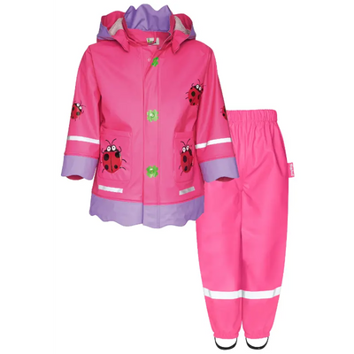 Playshoes regenpak 2-delig lieveheersbeestje fuchsia