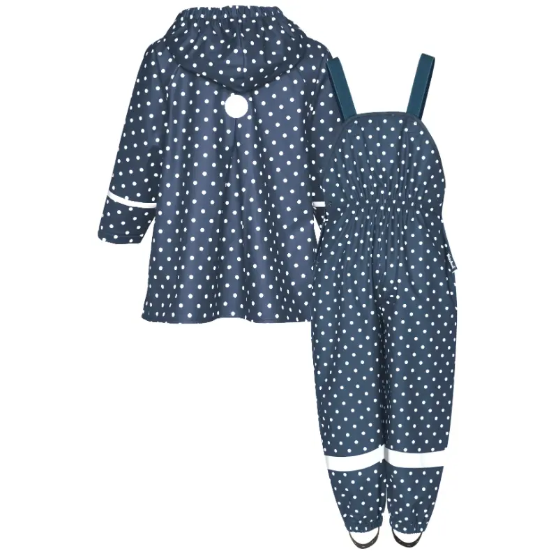 Playshoes regenpak 2-delig marine stippen