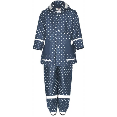 Playshoes regenpak 2-delig marine stippen