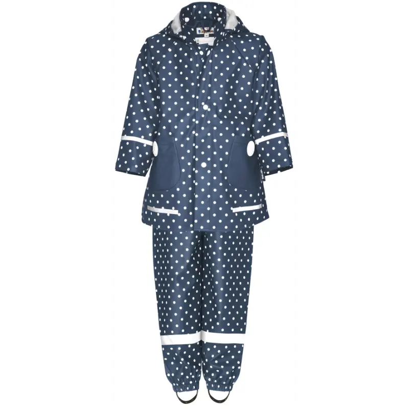 Playshoes regenpak 2-delig marine stippen