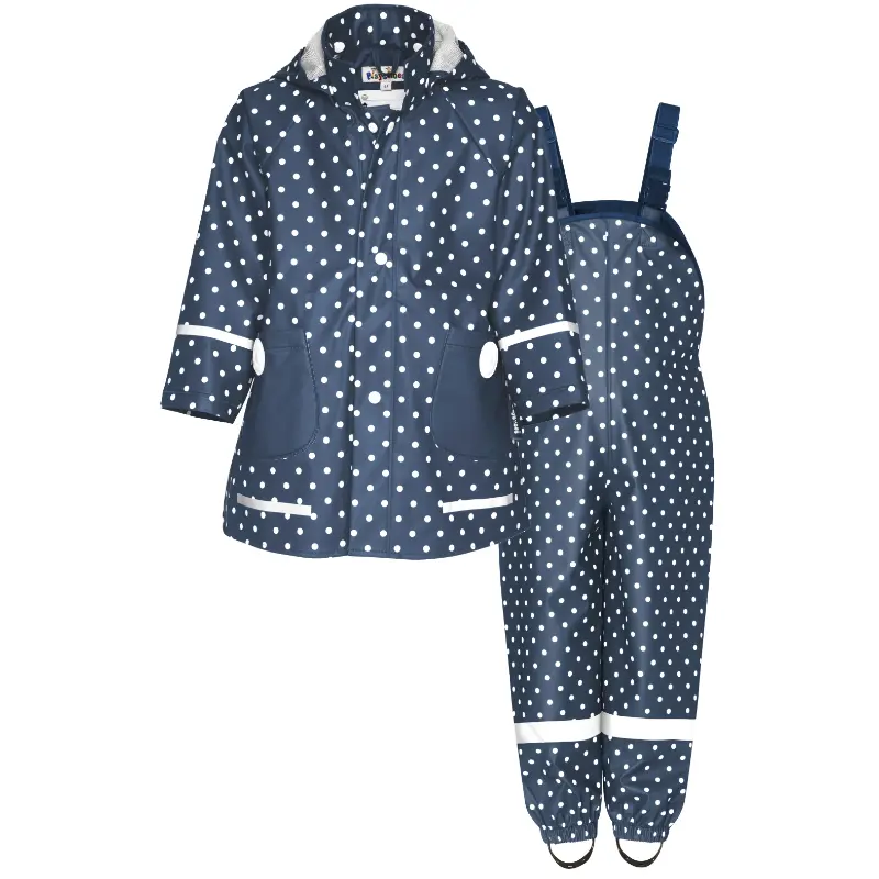 Playshoes regenpak 2-delig marine stippen