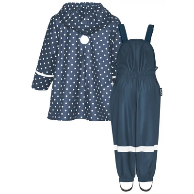 Playshoes regenpak 2-delig marine stippen uni