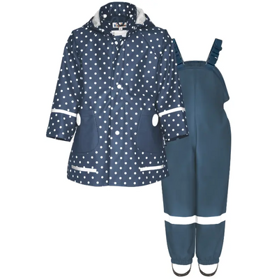 Playshoes regenpak 2-delig marine stippen uni
