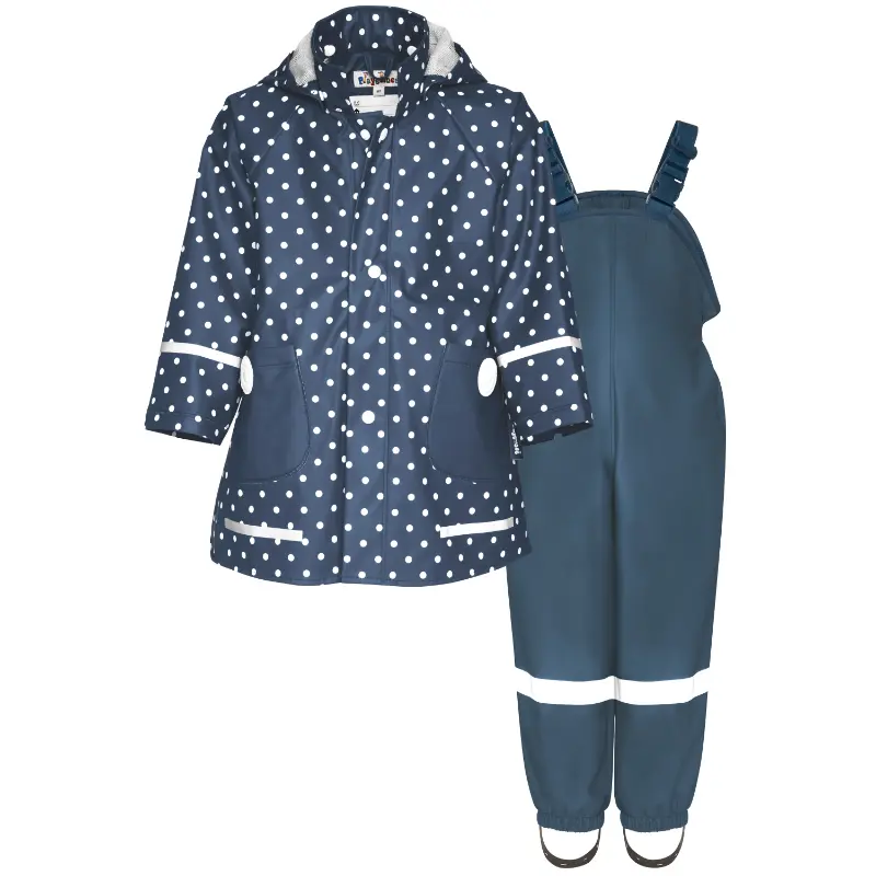Playshoes regenpak 2-delig marine stippen uni
