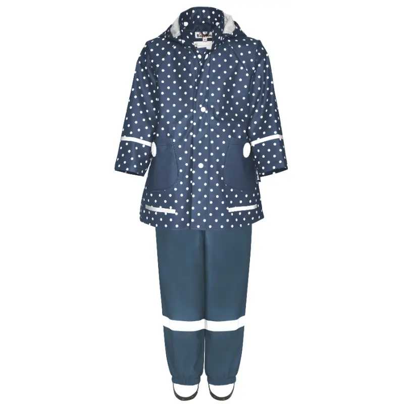 Playshoes regenpak 2-delig marine stippen uni