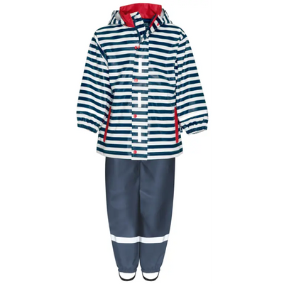 Playshoes regenpak 2-delig marine streepjes