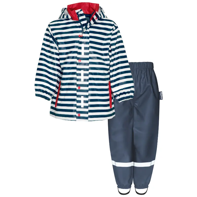 Playshoes regenpak 2-delig marine streepjes