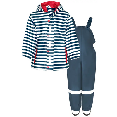 Playshoes regenpak 2-delig marine streep marine