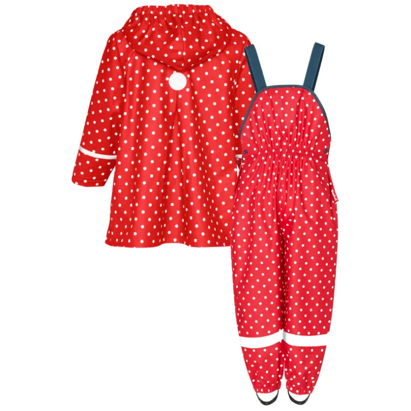 Playshoes regenpak 2-delig rood stippen