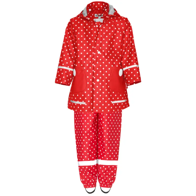 Playshoes regenpak 2-delig rood stippen