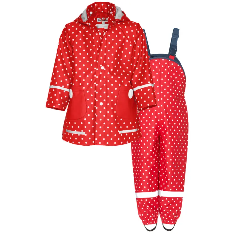 Playshoes regenpak 2-delig rood stippen