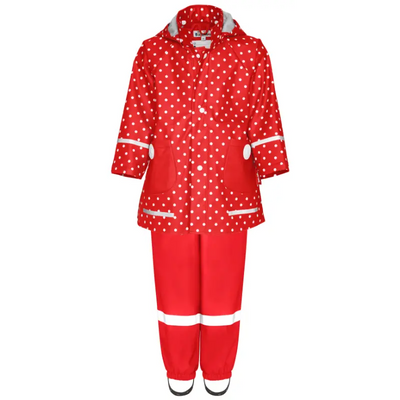 Playshoes regenpak 2-delig rood stippen uni