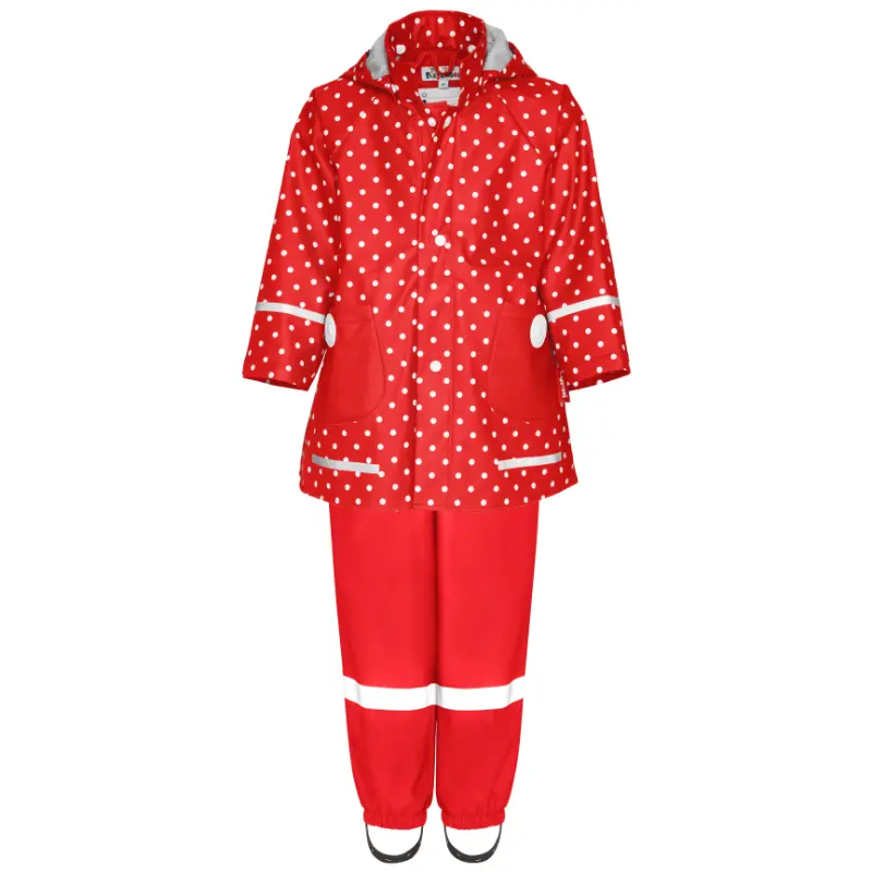 Playshoes regenpak 2-delig rood stippen uni