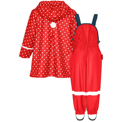 Playshoes regenpak 2-delig rood stippen uni