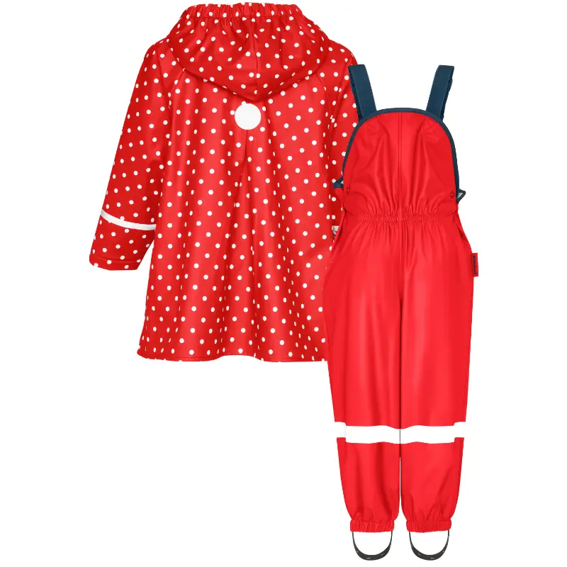 Playshoes regenpak 2-delig rood stippen uni