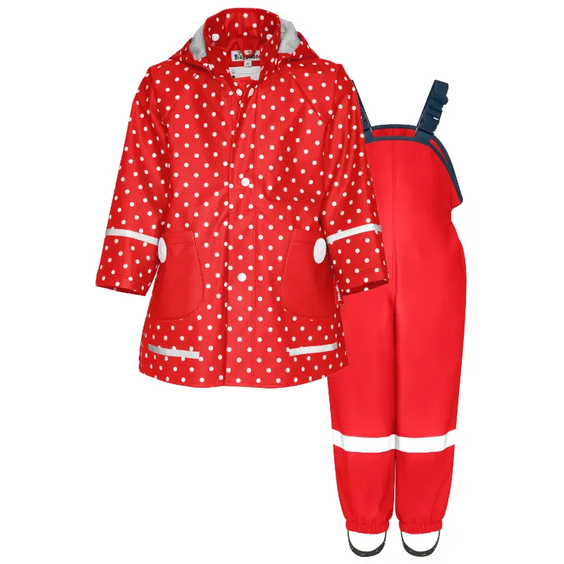 Playshoes regenpak 2-delig rood stippen uni