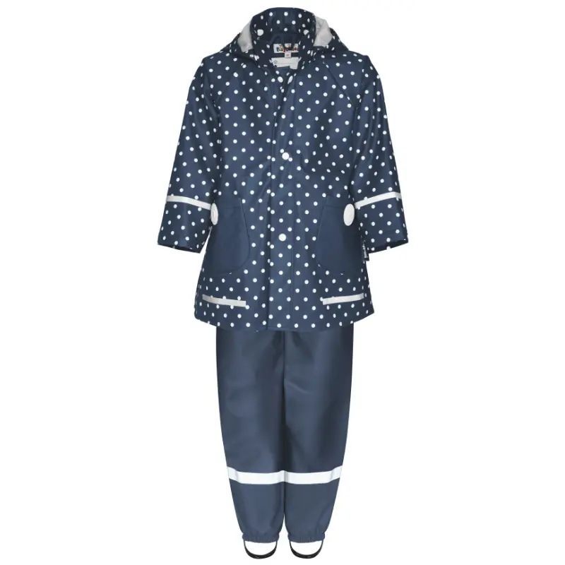 Playshoes regenpak 2-delig stippen marine