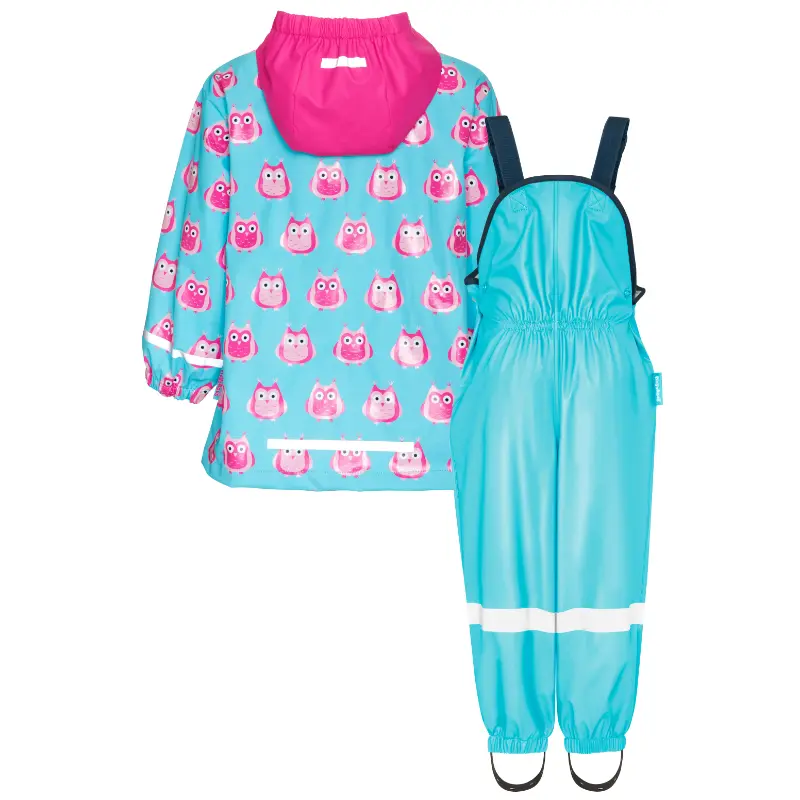 Playshoes regenpak 2-delig uiltje aquablauw