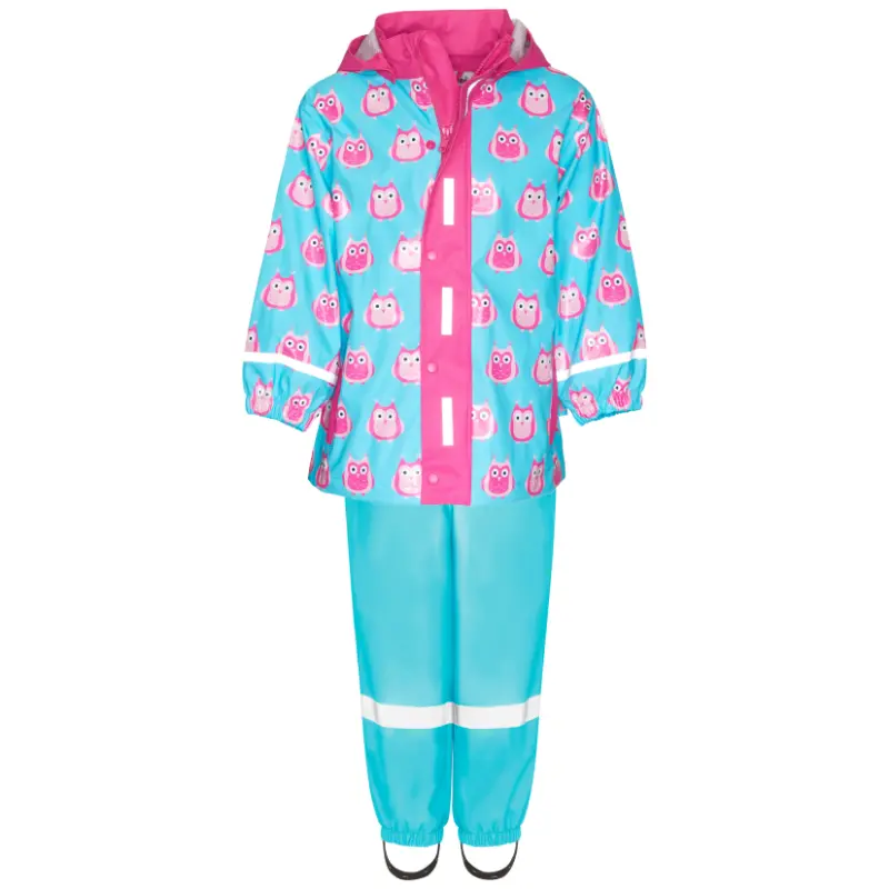 Playshoes regenpak 2-delig uiltje aquablauw