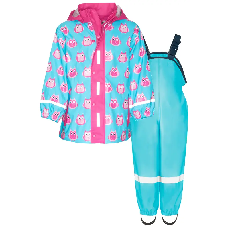 Playshoes regenpak 2-delig uiltje aquablauw